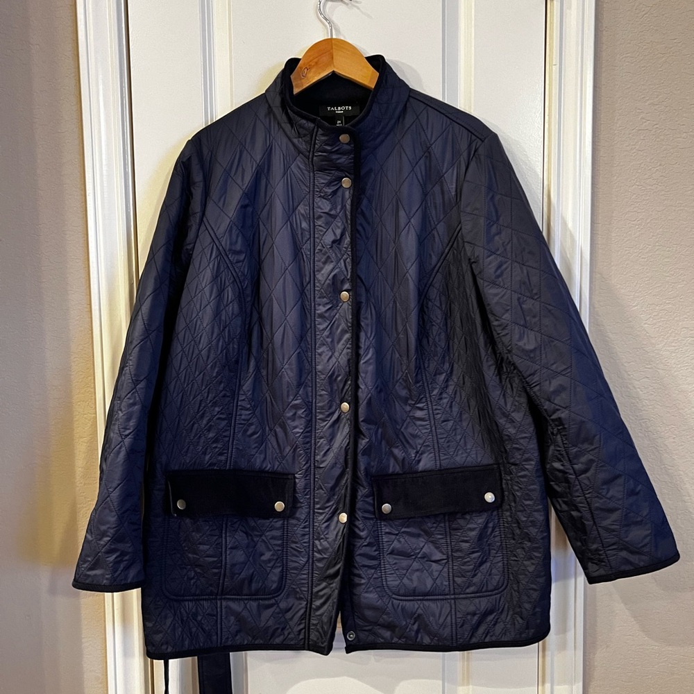 Talbots Women's Quilted Riding Jacket Blue 2X - Picture 3 of 16